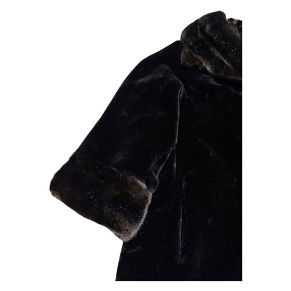 STUNNING VINTAGE 90s Black Faux Fur Heavy Luxurious Winter Coat Womens 2XL - Picture 4 of 5